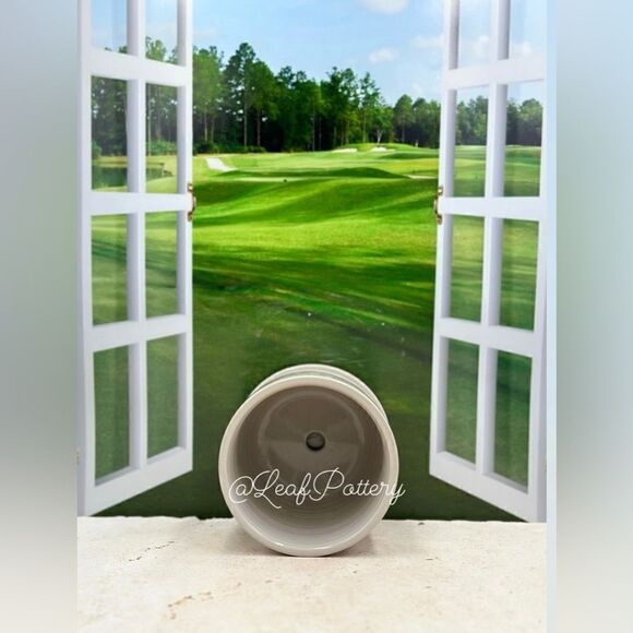 Chorris (SM) Beige/Black Ceramic Planter Pot with Saucer Attached - Picture 7 of 8